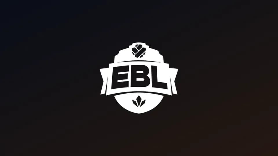 Službeni bijeli EBL logo na tamnoj pozadini.