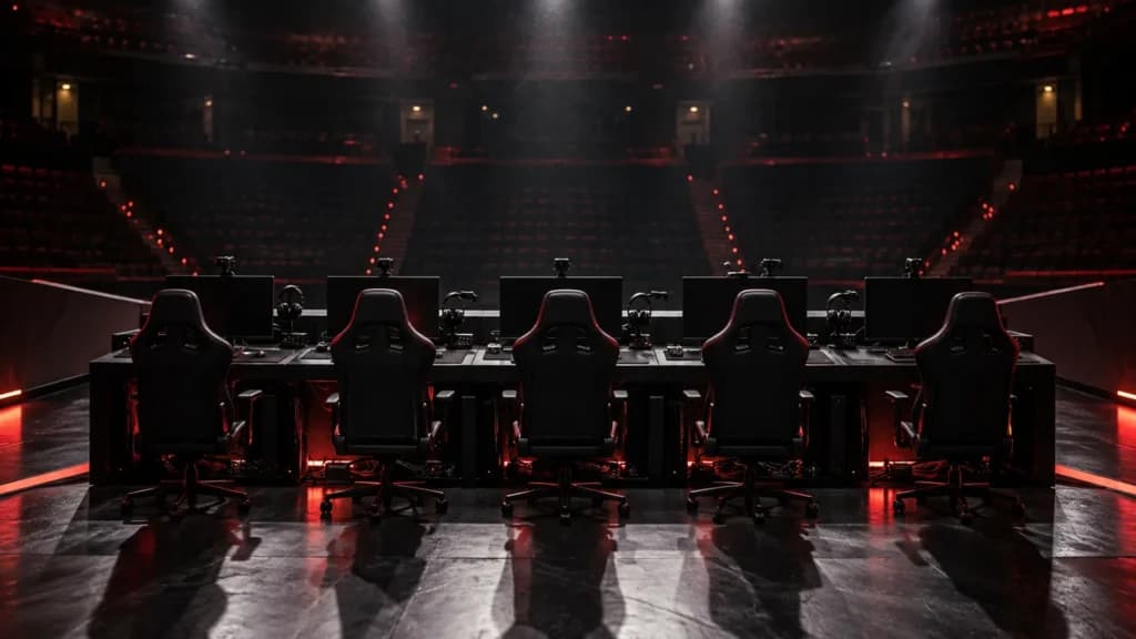 Ilustracija prazne esport pozornice nakon završetka natjecanja