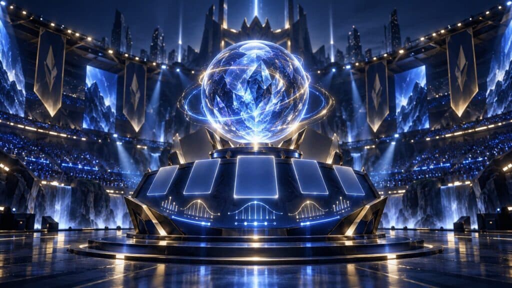 Kristalna kugla u futurističkoj esport areni