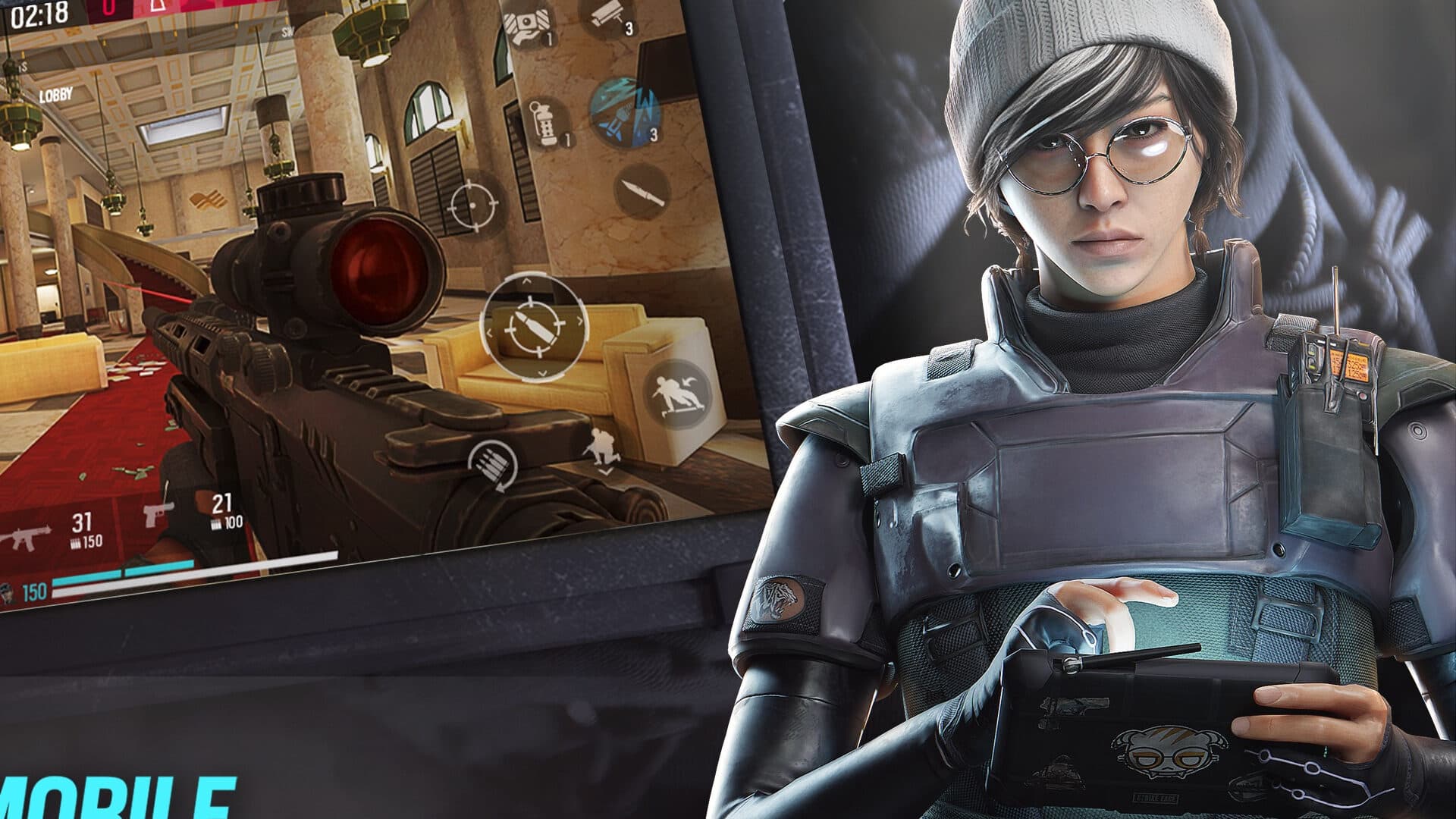 Operaterica Dokkaebi uz prikaz meča u Rainbow Six Mobileu